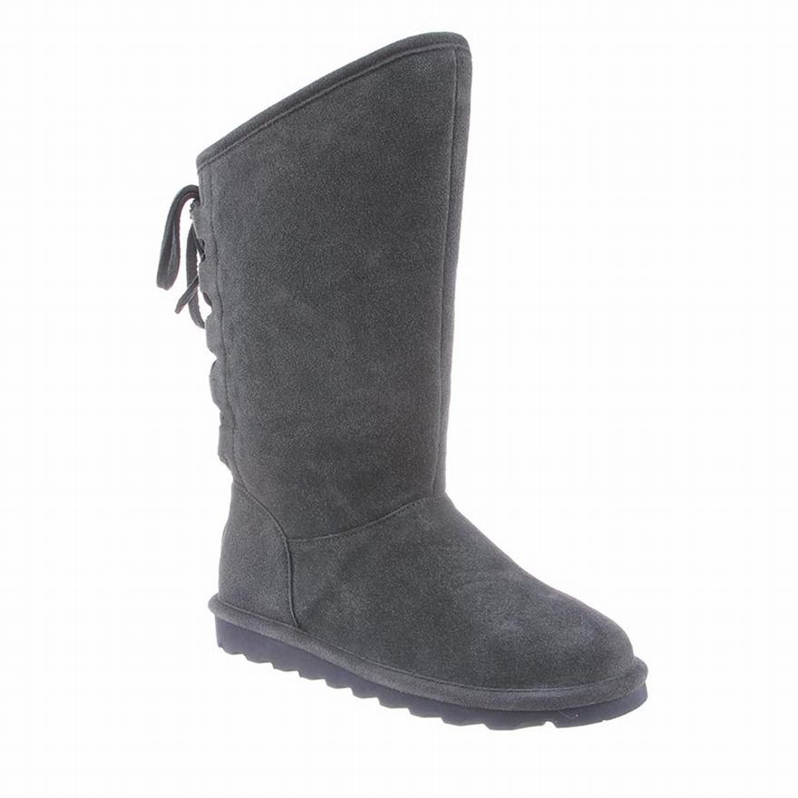 Bearpaw Phylly Wide Tall Boots UK - Women's Boots Deep Grey ||RKQHGE-018||